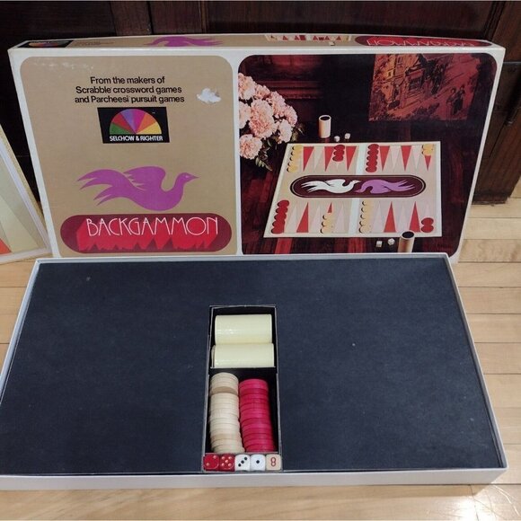 Vintage 1975 Backgammon Board Game Selchow & Righter Co COMPLETE - Picture 2 of 8